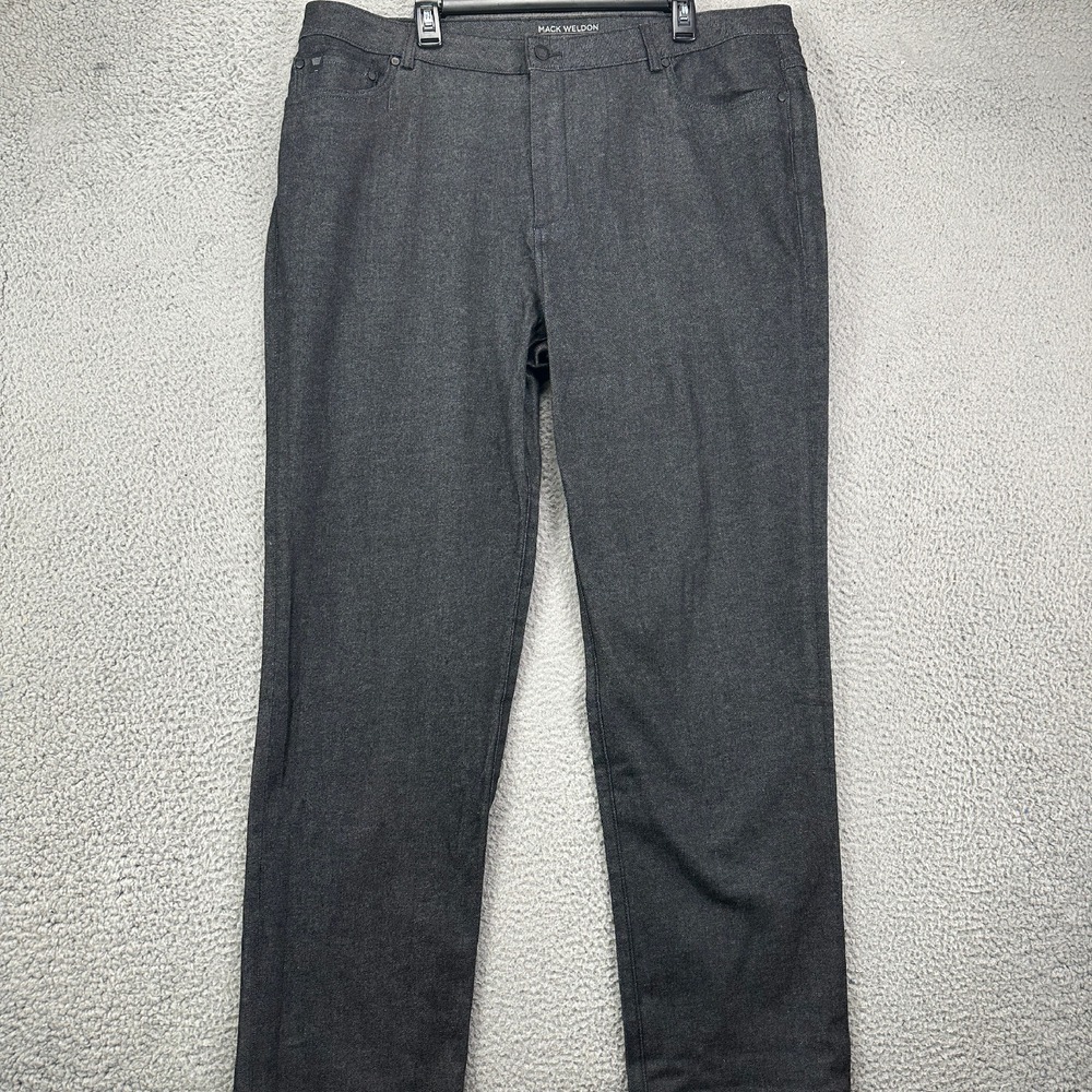 Mack Weldon Silver Denim Straight Leg Jeans Mens 42X34 Black Dark Wash Stretch